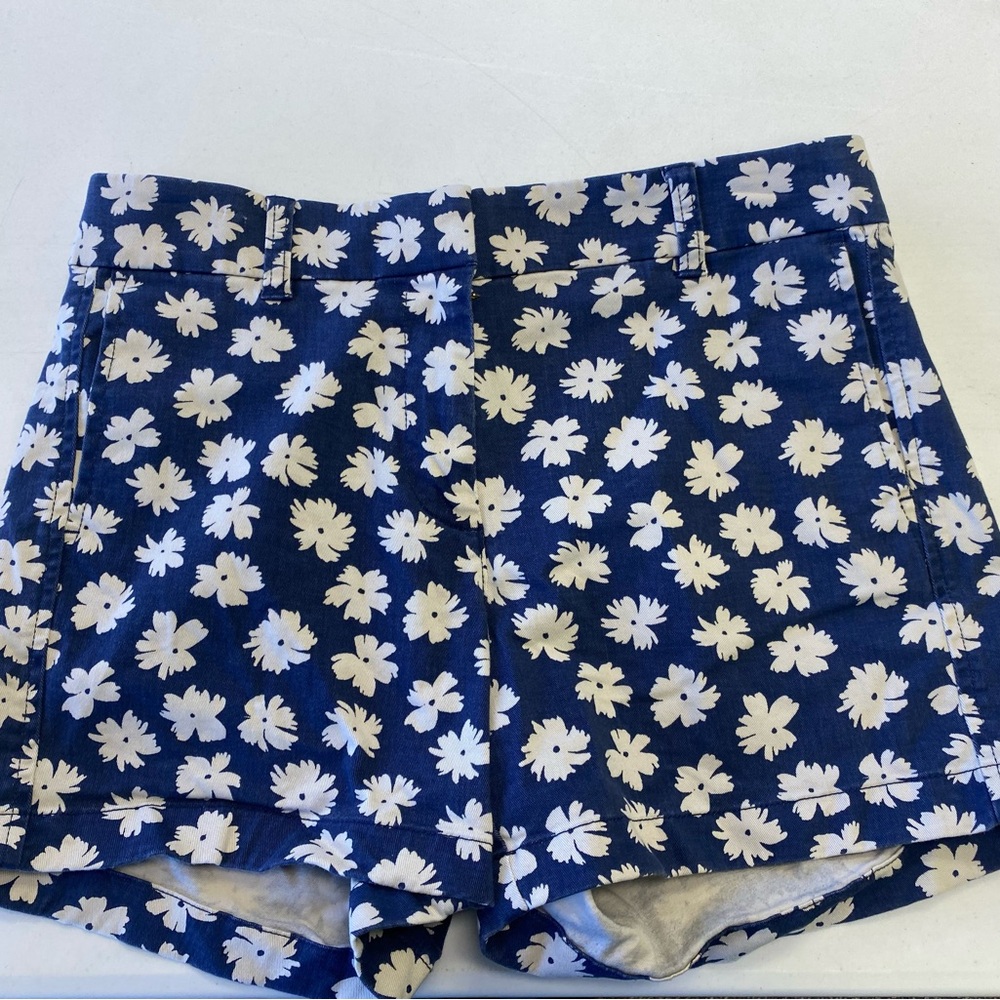 J. Crew Navy Floral High-Waist Shorts
